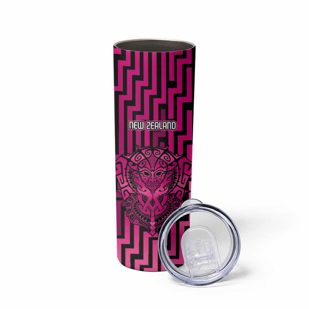 Custom Basketball New Zealand Skinny Tumbler Pink Maori Ta Moko Indigenous - Aussie Hoodie