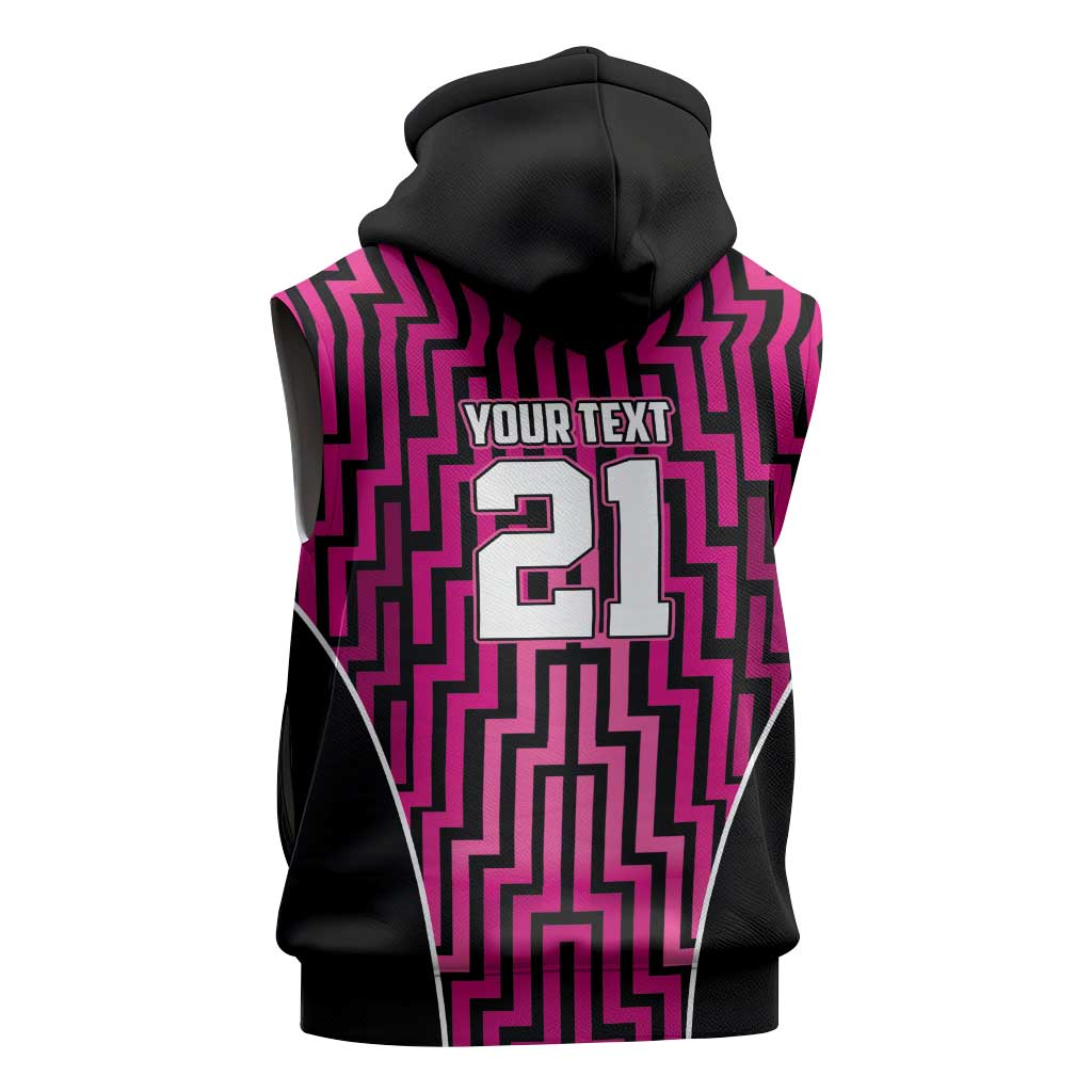 Custom Basketball New Zealand Sleeveless Hoodie Pink Maori Ta Moko Indigenous - Aussie Hoodie