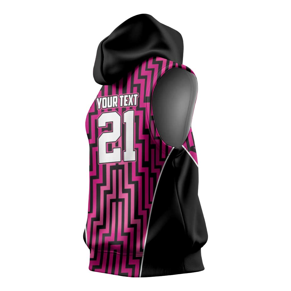 Custom Basketball New Zealand Sleeveless Hoodie Pink Maori Ta Moko Indigenous - Aussie Hoodie