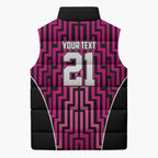 Custom Basketball New Zealand Sleeveless Puffer Jacket Pink Maori Ta Moko Indigenous - Aussie Hoodie
