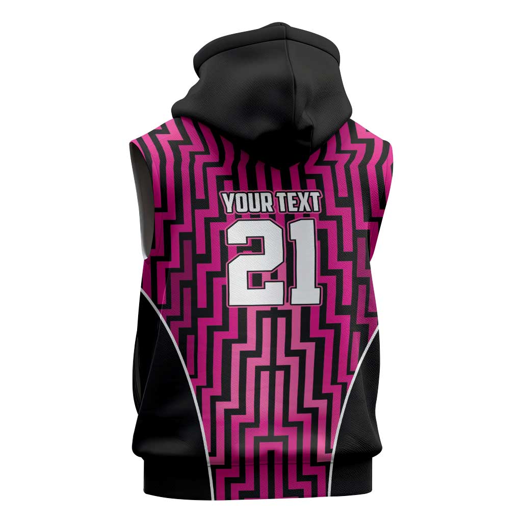 Custom Basketball New Zealand Sleeveless Zip Hoodie Pink Maori Ta Moko Indigenous LT9