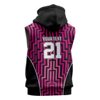 Custom Basketball New Zealand Sleeveless Zip Hoodie Pink Maori Ta Moko Indigenous LT9