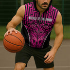Custom Basketball New Zealand Sleeveless Zip Hoodie Pink Maori Ta Moko Indigenous LT9
