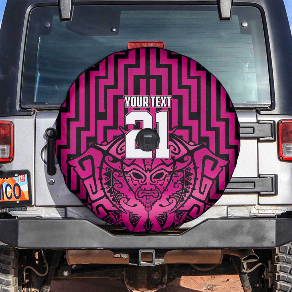 Custom Basketball New Zealand Spare Tire Cover Pink Maori Ta Moko Indigenous - Aussie Hoodie