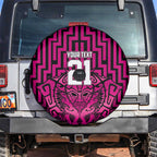 Custom Basketball New Zealand Spare Tire Cover Pink Maori Ta Moko Indigenous - Aussie Hoodie
