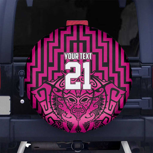 Custom Basketball New Zealand Spare Tire Cover Pink Maori Ta Moko Indigenous - Aussie Hoodie