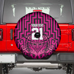 Custom Basketball New Zealand Spare Tire Cover Pink Maori Ta Moko Indigenous - Aussie Hoodie