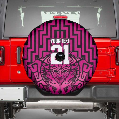 Custom Basketball New Zealand Spare Tire Cover Pink Maori Ta Moko Indigenous - Aussie Hoodie