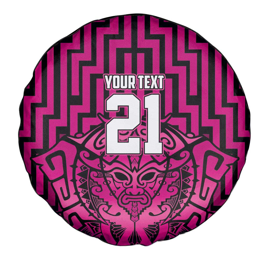 Custom Basketball New Zealand Spare Tire Cover Pink Maori Ta Moko Indigenous - Aussie Hoodie