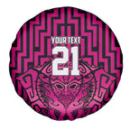 Custom Basketball New Zealand Spare Tire Cover Pink Maori Ta Moko Indigenous - Aussie Hoodie