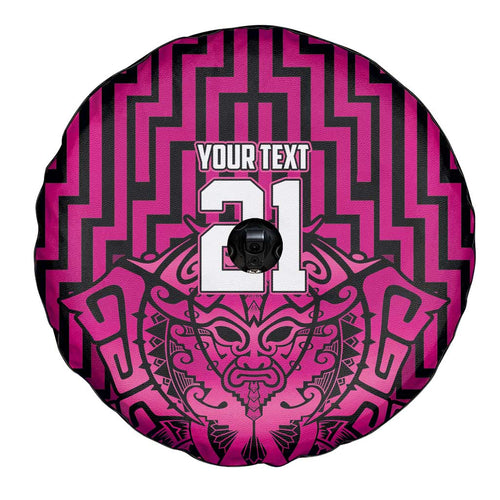 Custom Basketball New Zealand Spare Tire Cover Pink Maori Ta Moko Indigenous - Aussie Hoodie