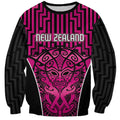 Custom Basketball New Zealand Sweatshirt Pink Maori Ta Moko Indigenous - Aussie Hoodie