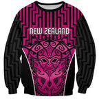 Custom Basketball New Zealand Sweatshirt Pink Maori Ta Moko Indigenous - Aussie Hoodie