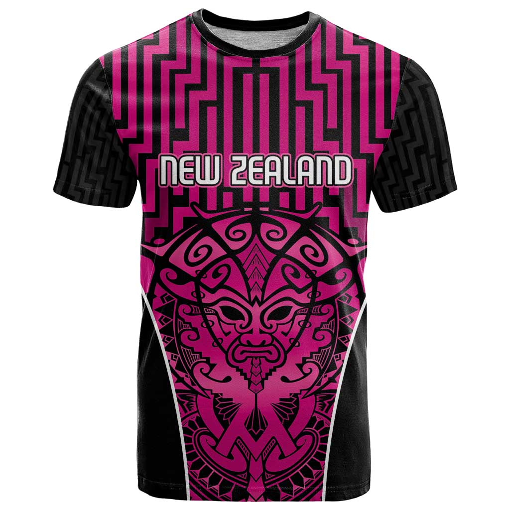 Custom Basketball New Zealand T Shirt Pink Maori Ta Moko Indigenous - Aussie Hoodie