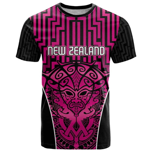 Custom Basketball New Zealand T Shirt Pink Maori Ta Moko Indigenous - Aussie Hoodie