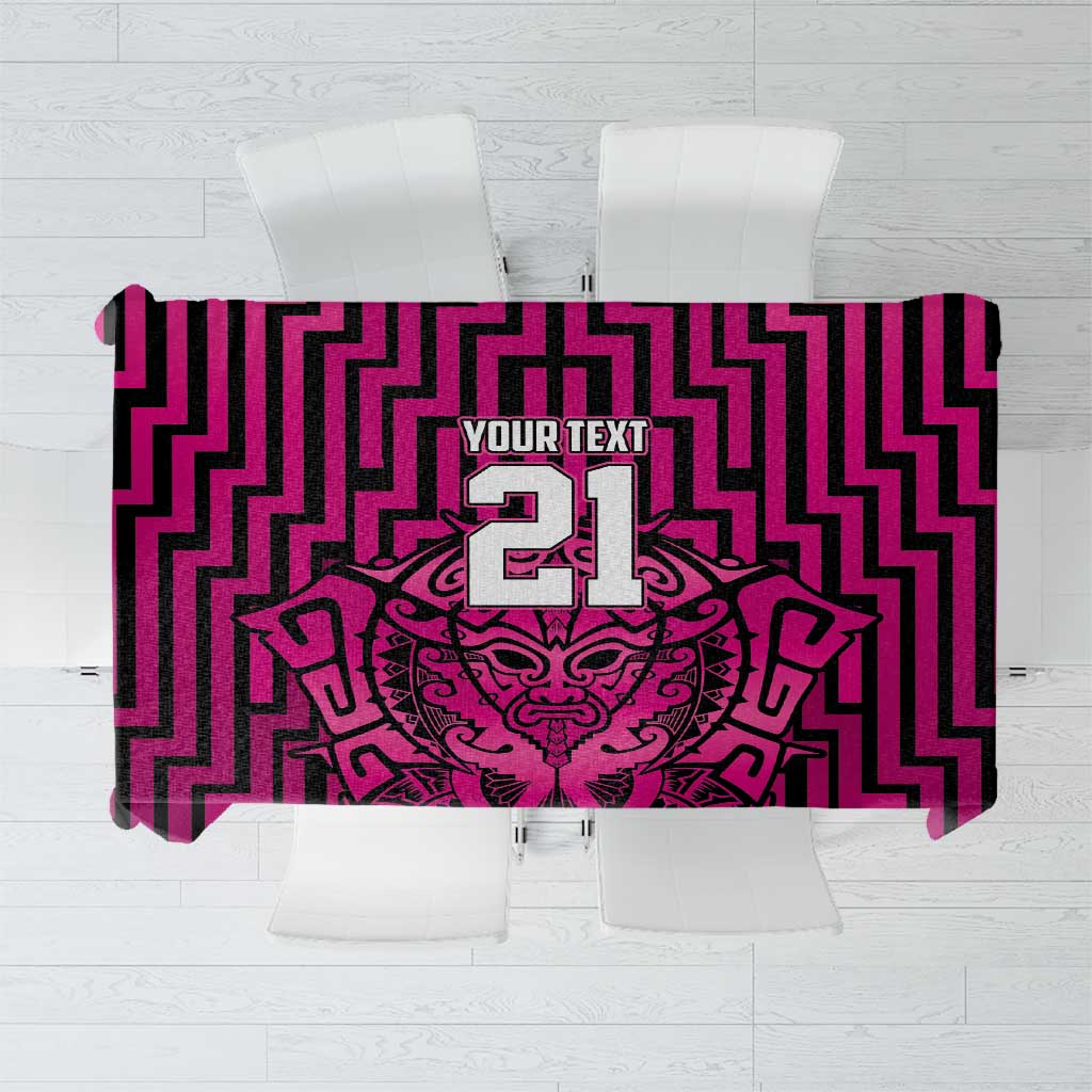 Custom Basketball New Zealand Tablecloth Pink Maori Ta Moko Indigenous - Aussie Hoodie