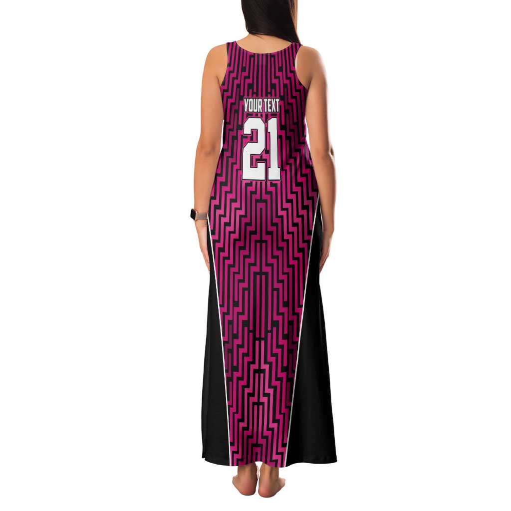 Custom Basketball New Zealand Tank Maxi Dress Pink Maori Ta Moko Indigenous - Aussie Hoodie