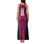 Custom Basketball New Zealand Tank Maxi Dress Pink Maori Ta Moko Indigenous - Aussie Hoodie