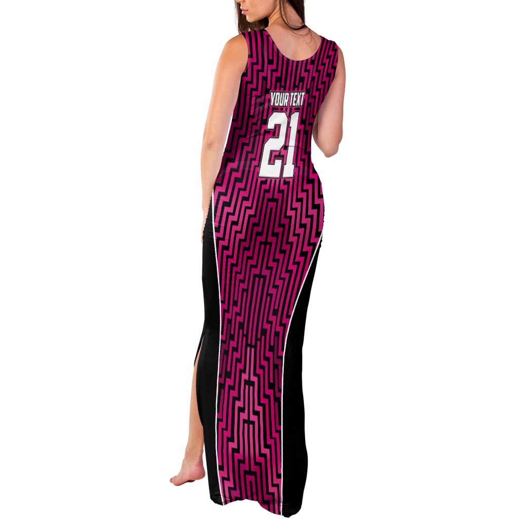 Custom Basketball New Zealand Tank Maxi Dress Pink Maori Ta Moko Indigenous - Aussie Hoodie