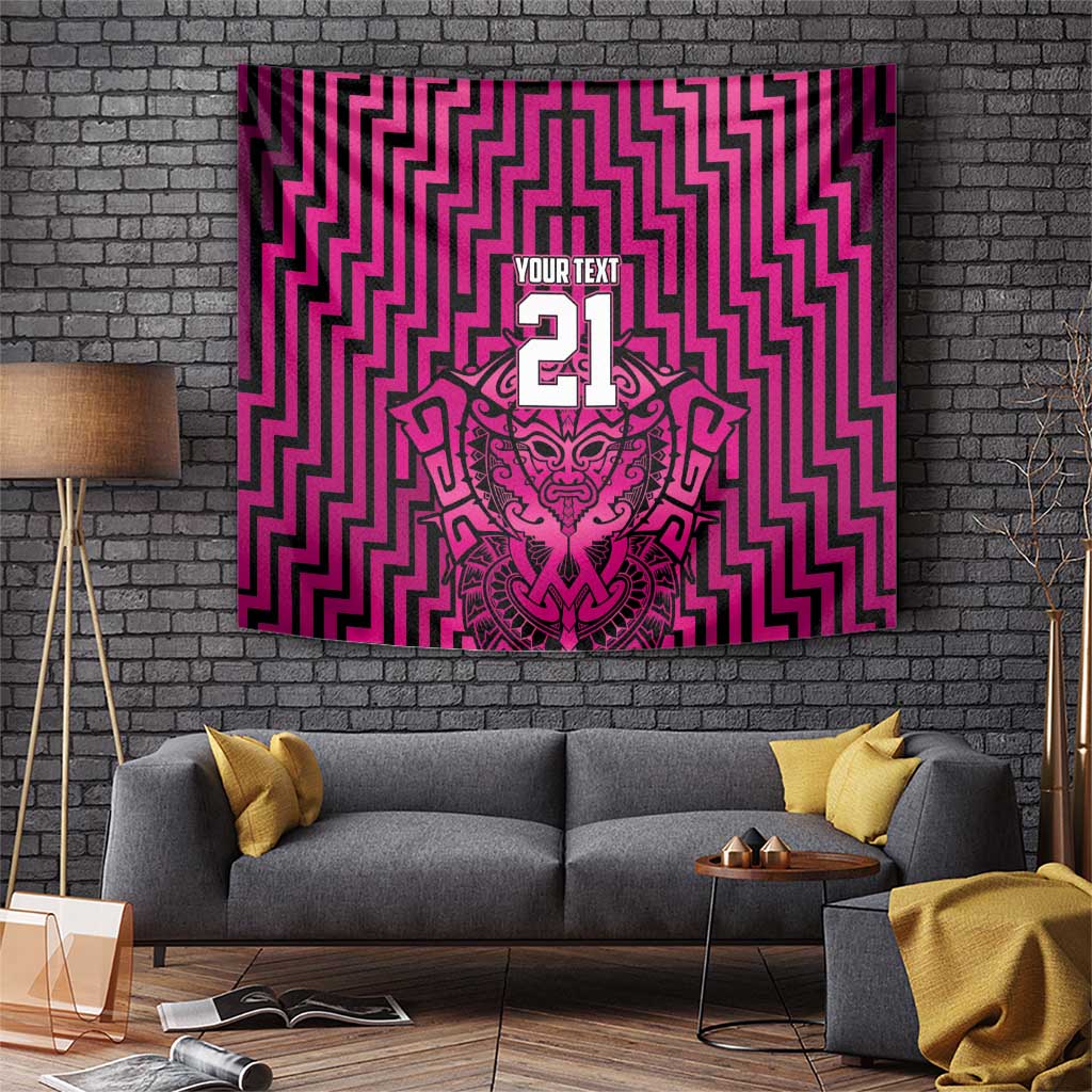 Custom Basketball New Zealand Tapestry Pink Maori Ta Moko Indigenous - Aussie Hoodie