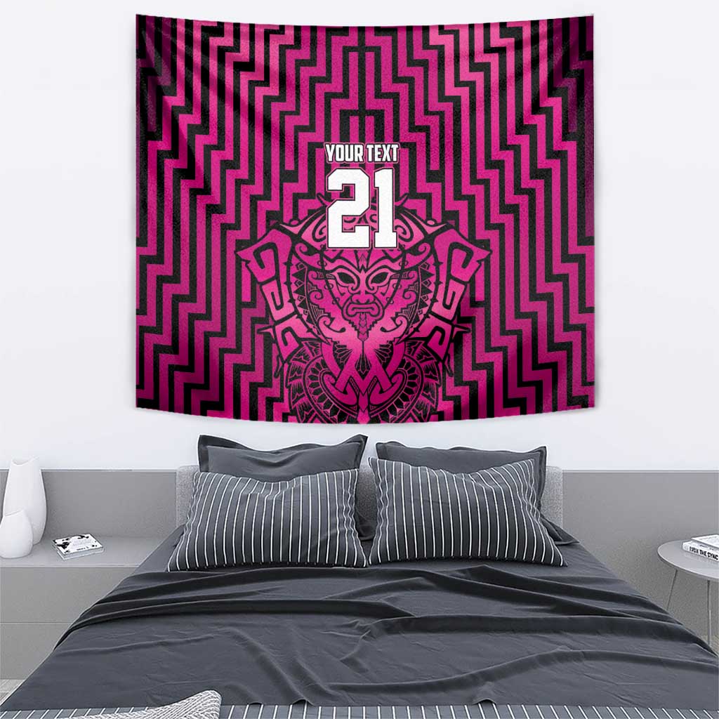 Custom Basketball New Zealand Tapestry Pink Maori Ta Moko Indigenous - Aussie Hoodie