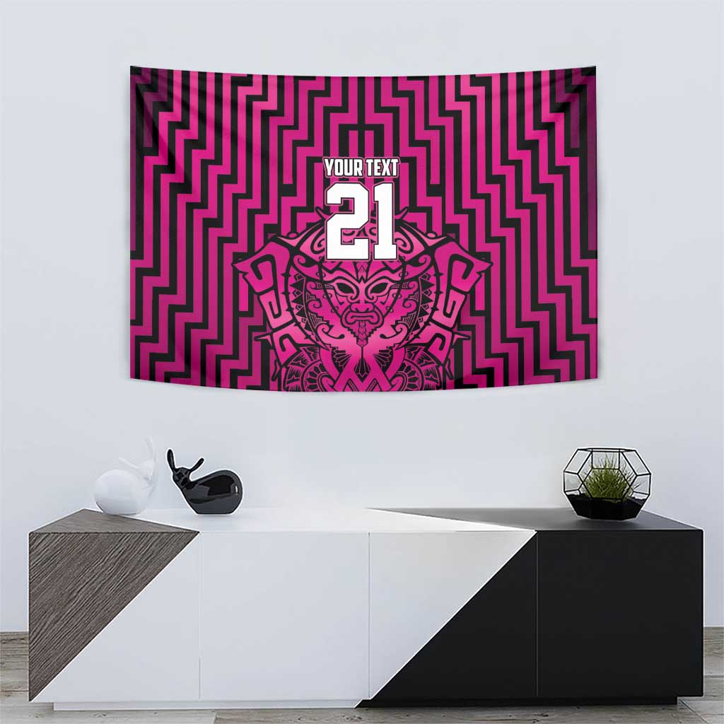 Custom Basketball New Zealand Tapestry Pink Maori Ta Moko Indigenous - Aussie Hoodie