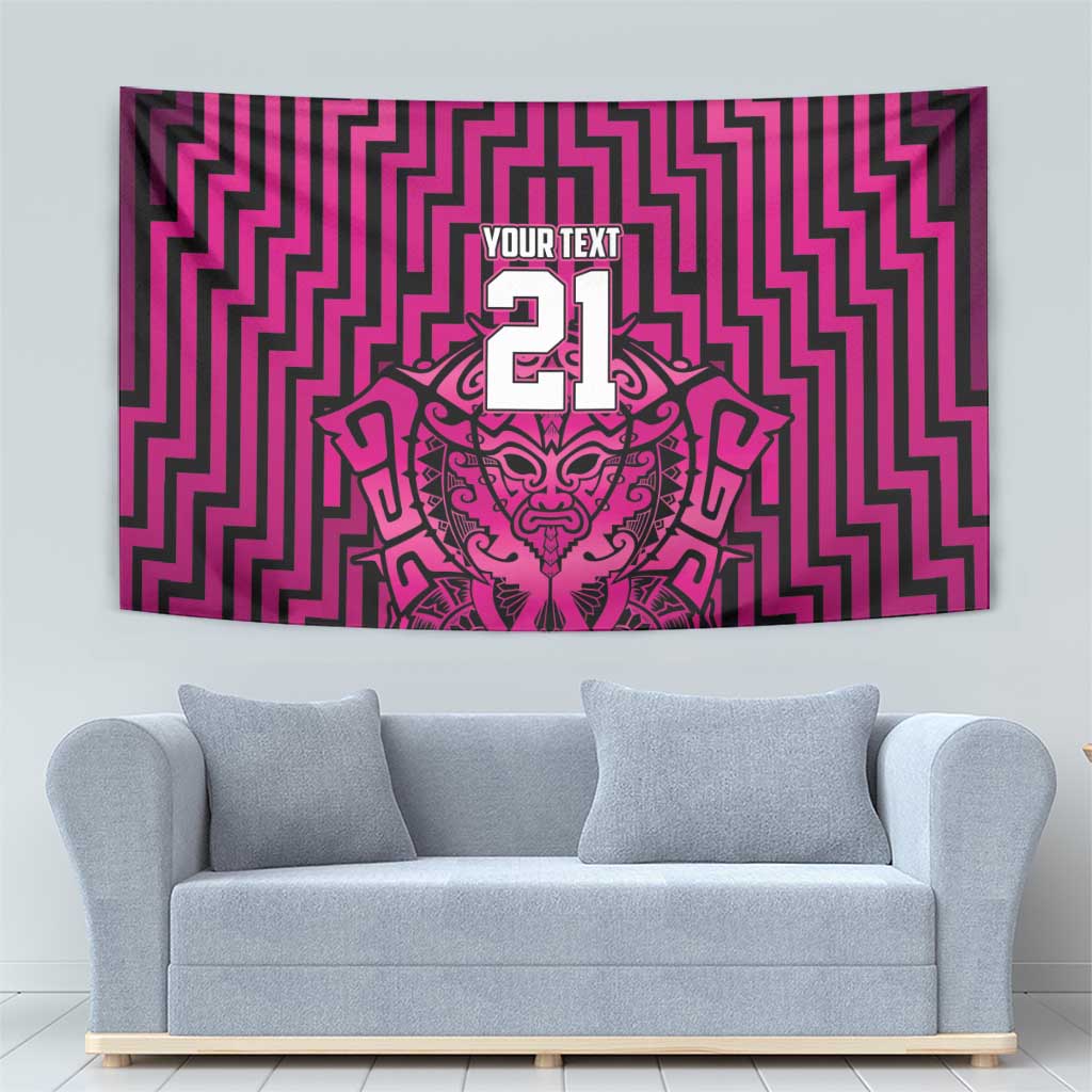 Custom Basketball New Zealand Tapestry Pink Maori Ta Moko Indigenous - Aussie Hoodie