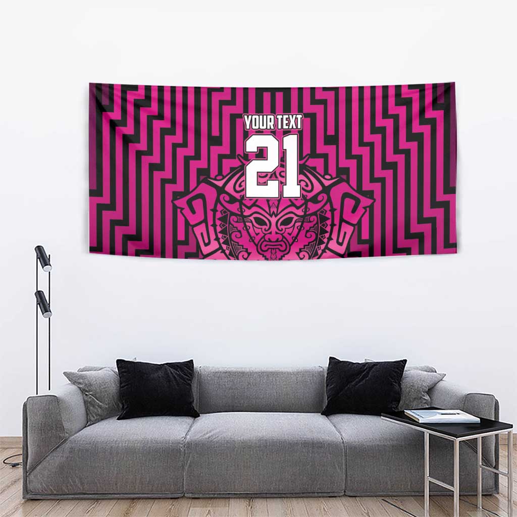 Custom Basketball New Zealand Tapestry Pink Maori Ta Moko Indigenous - Aussie Hoodie