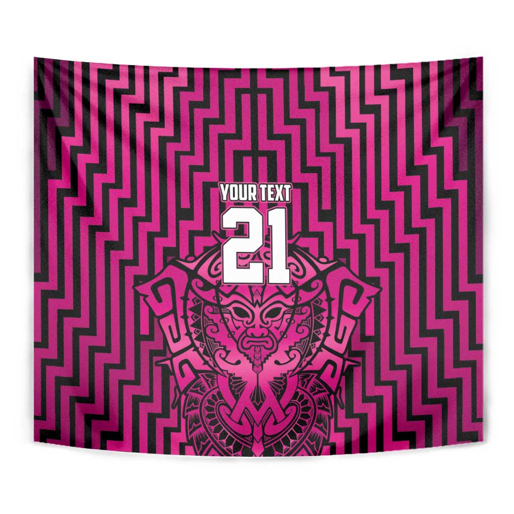 Custom Basketball New Zealand Tapestry Pink Maori Ta Moko Indigenous - Aussie Hoodie