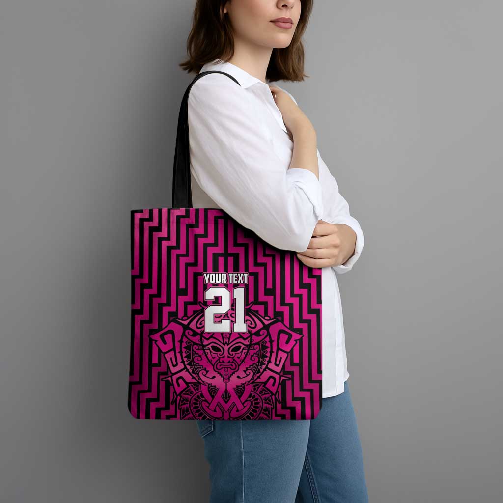 Custom Basketball New Zealand Tote Bag Pink Maori Ta Moko Indigenous - Aussie Hoodie