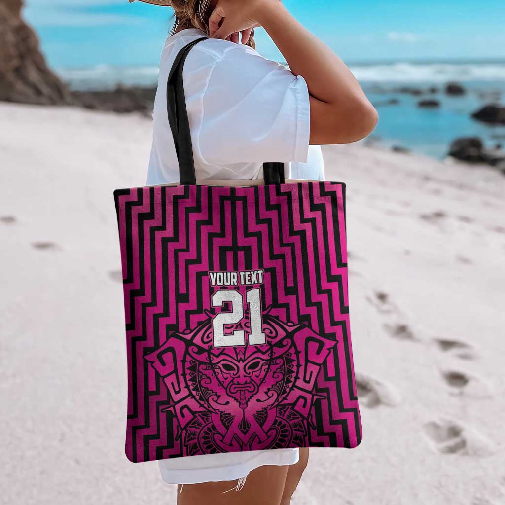 Custom Basketball New Zealand Tote Bag Pink Maori Ta Moko Indigenous - Aussie Hoodie