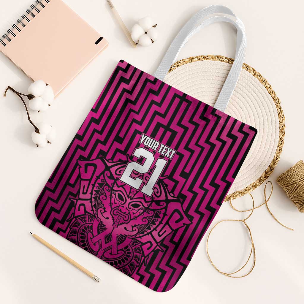 Custom Basketball New Zealand Tote Bag Pink Maori Ta Moko Indigenous - Aussie Hoodie