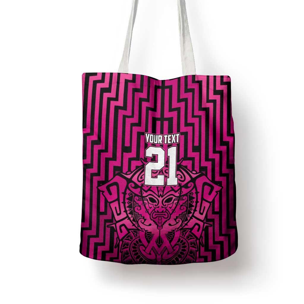 Custom Basketball New Zealand Tote Bag Pink Maori Ta Moko Indigenous - Aussie Hoodie