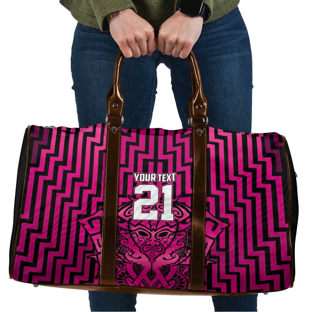 Custom Basketball New Zealand Travel Bag Pink Maori Ta Moko Indigenous - Aussie Hoodie