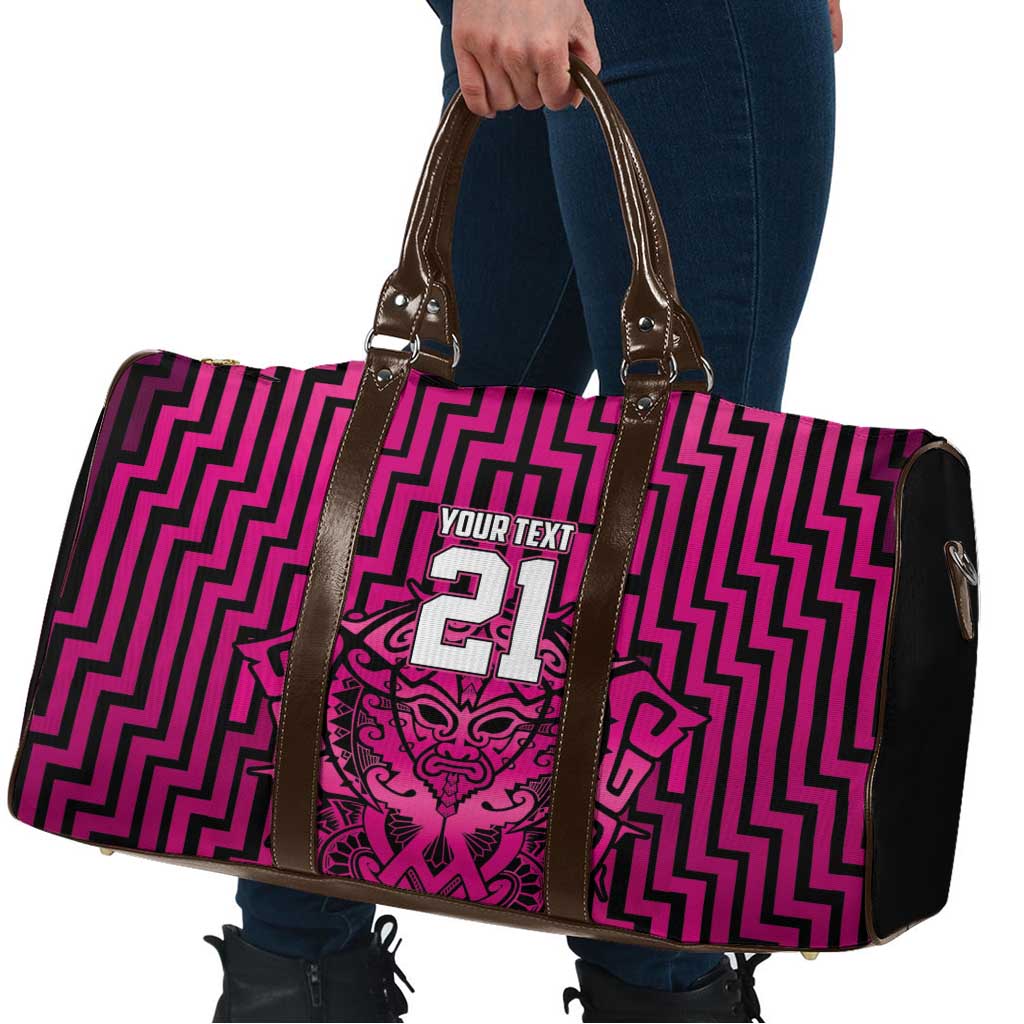Custom Basketball New Zealand Travel Bag Pink Maori Ta Moko Indigenous - Aussie Hoodie