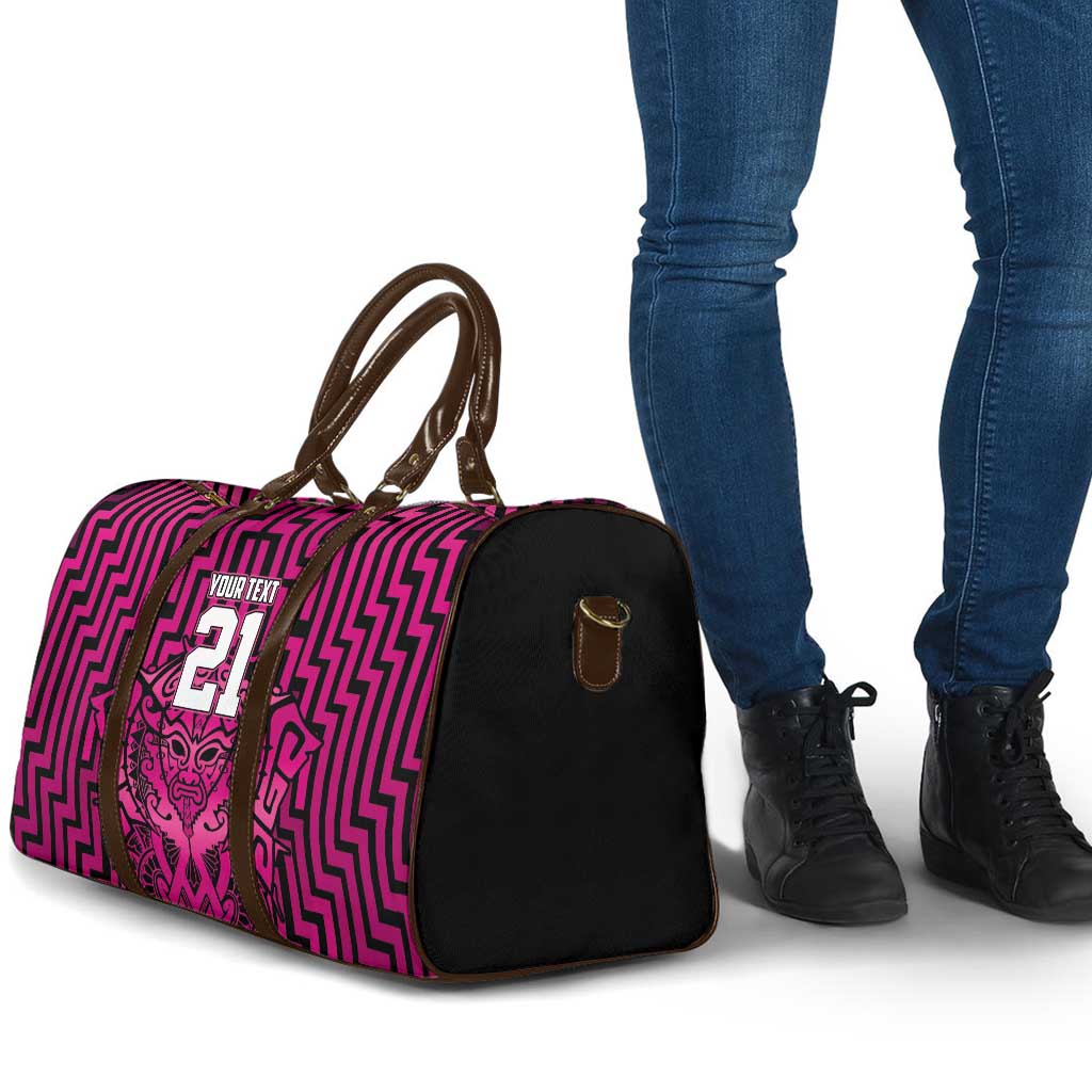 Custom Basketball New Zealand Travel Bag Pink Maori Ta Moko Indigenous - Aussie Hoodie