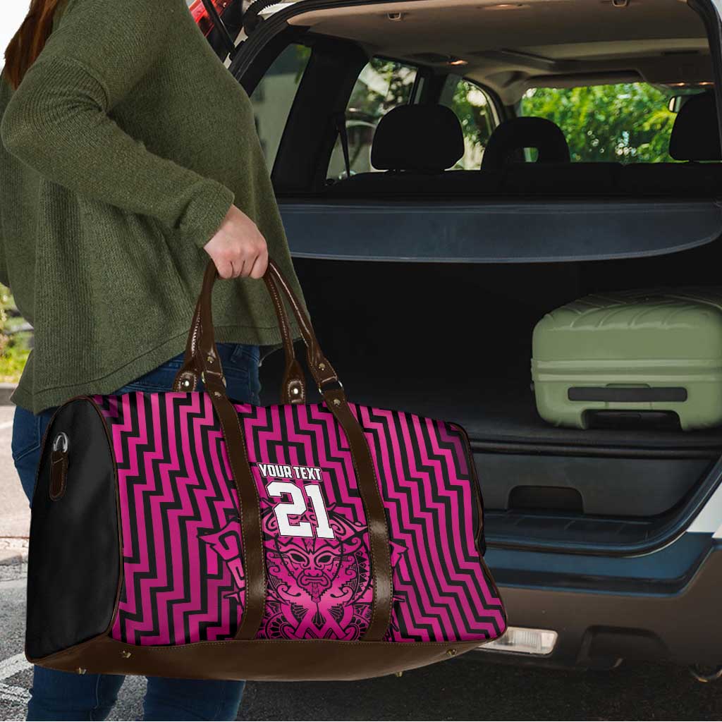 Custom Basketball New Zealand Travel Bag Pink Maori Ta Moko Indigenous - Aussie Hoodie