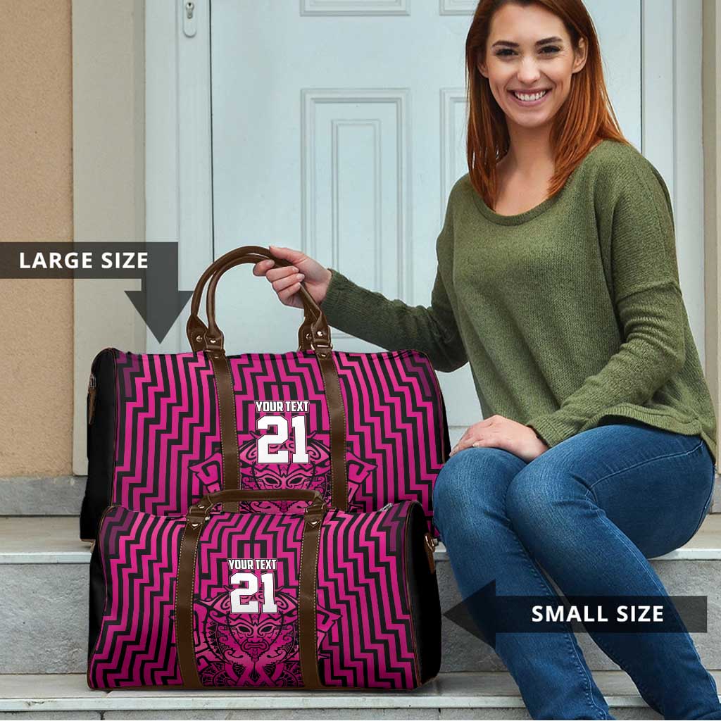 Custom Basketball New Zealand Travel Bag Pink Maori Ta Moko Indigenous - Aussie Hoodie