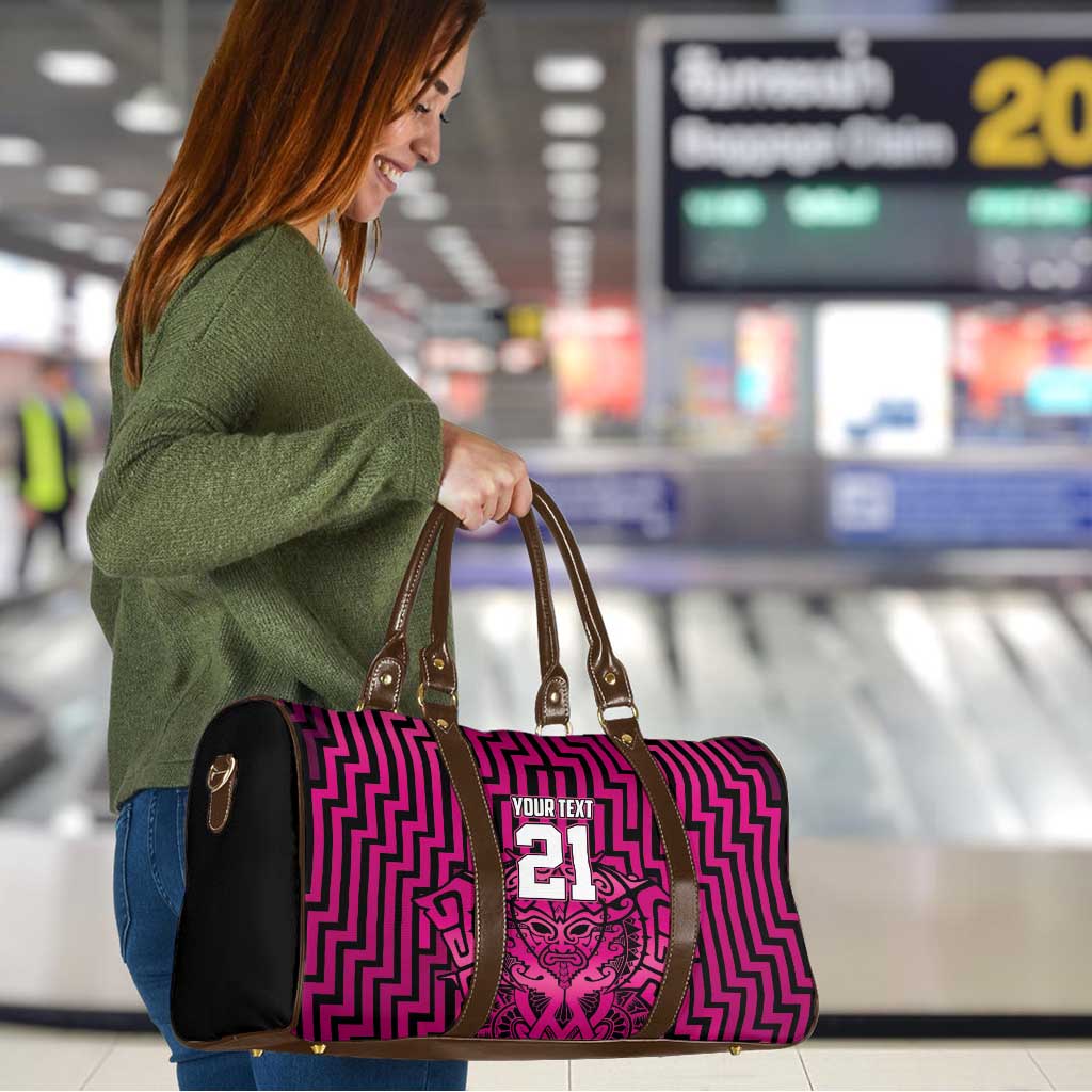 Custom Basketball New Zealand Travel Bag Pink Maori Ta Moko Indigenous - Aussie Hoodie