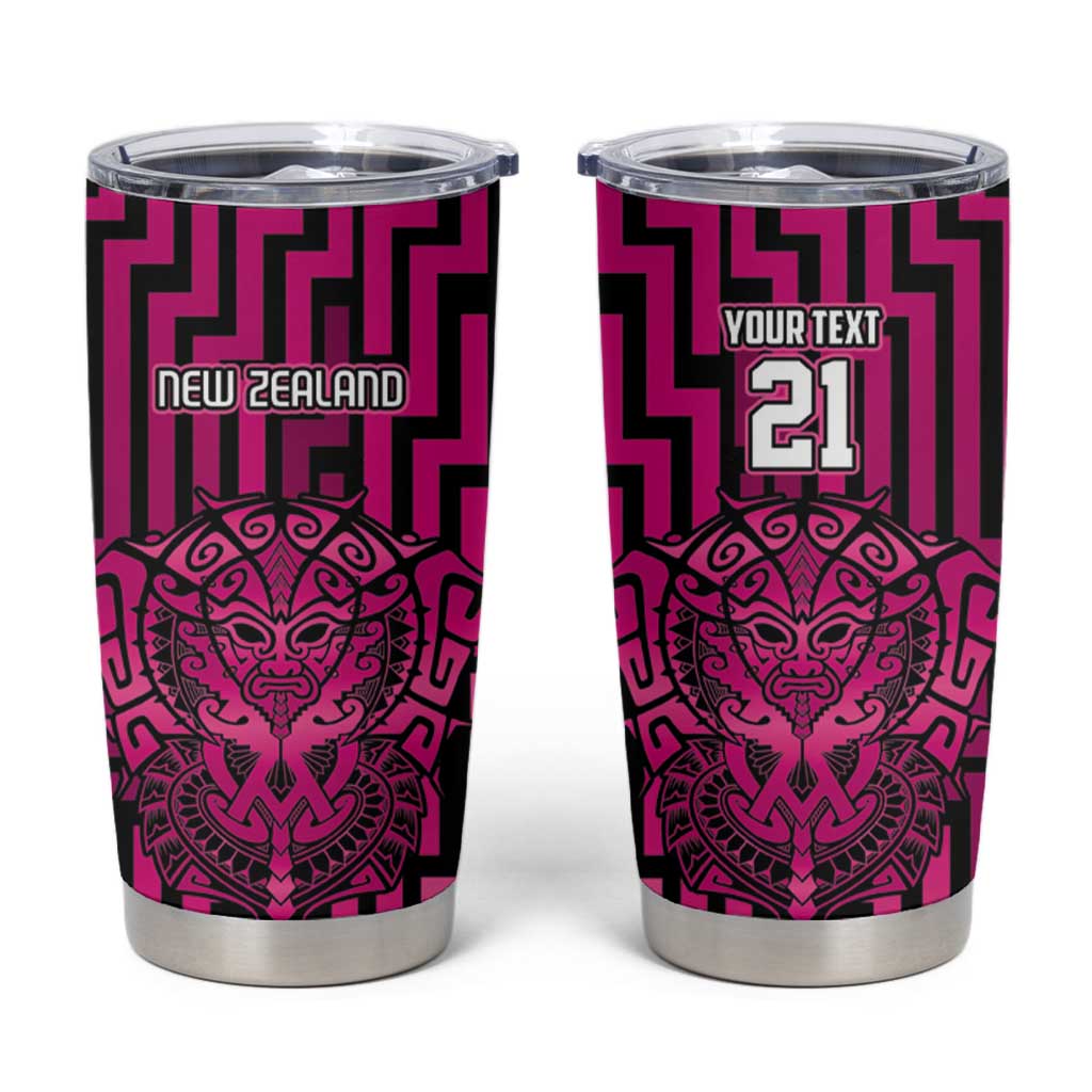 Custom Basketball New Zealand Tumbler Cup Pink Maori Ta Moko Indigenous - Aussie Hoodie