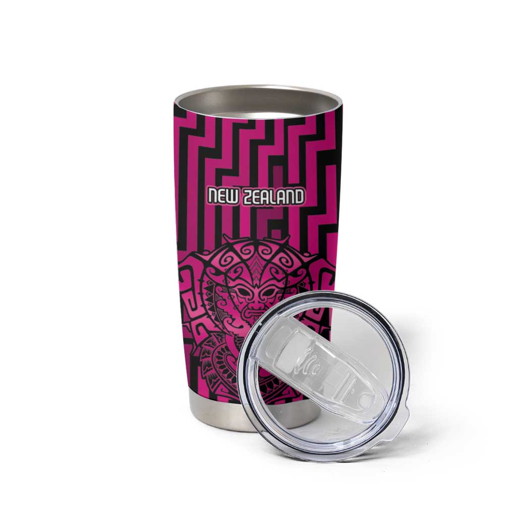 Custom Basketball New Zealand Tumbler Cup Pink Maori Ta Moko Indigenous - Aussie Hoodie