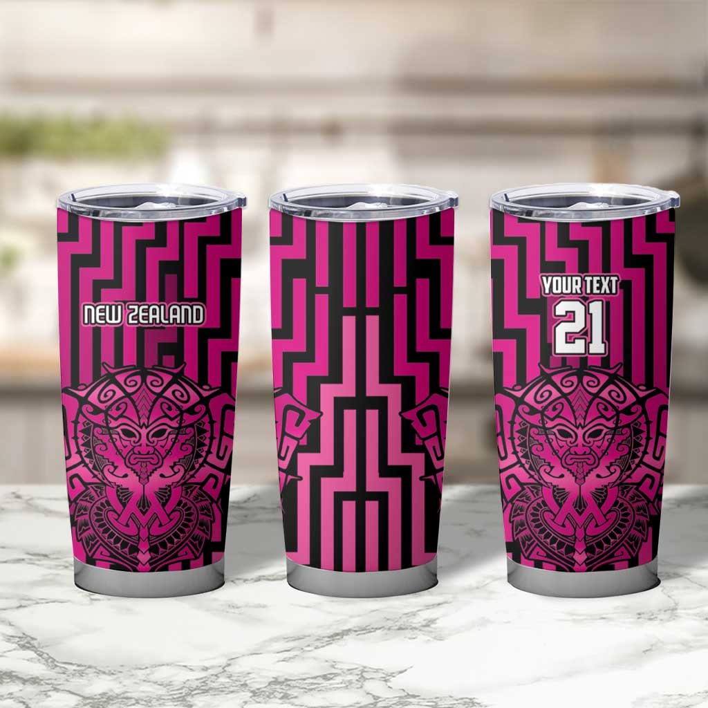 Custom Basketball New Zealand Tumbler Cup Pink Maori Ta Moko Indigenous - Aussie Hoodie
