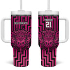 Custom Basketball New Zealand Tumbler With Handle Pink Maori Ta Moko Indigenous - Aussie Hoodie
