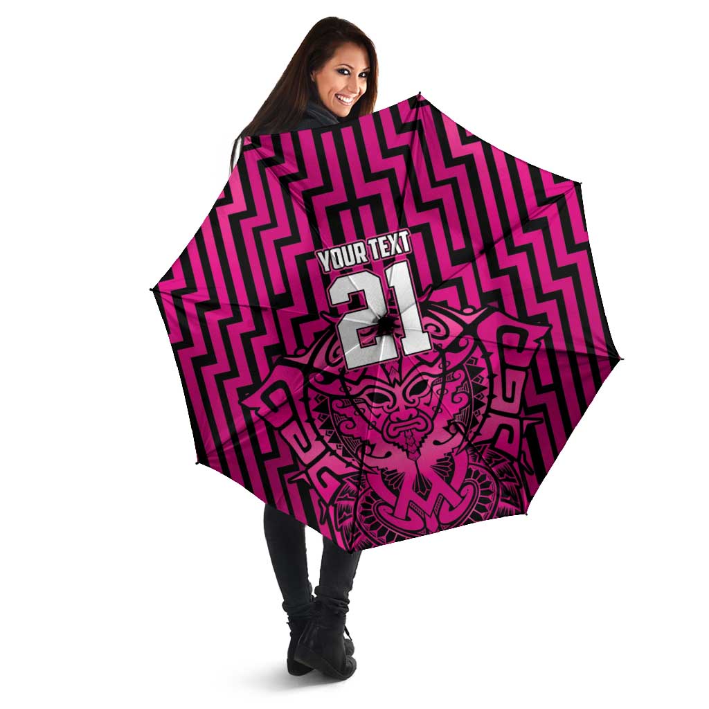 Custom Basketball New Zealand Umbrella Pink Maori Ta Moko Indigenous - Aussie Hoodie