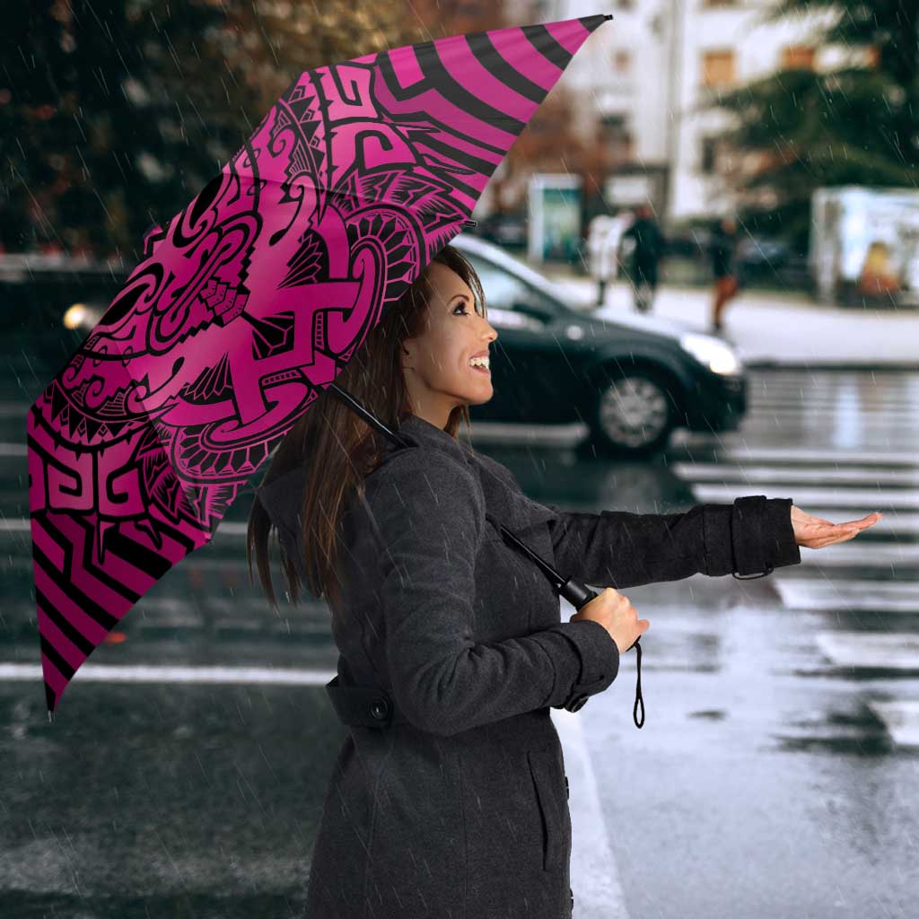 Custom Basketball New Zealand Umbrella Pink Maori Ta Moko Indigenous - Aussie Hoodie