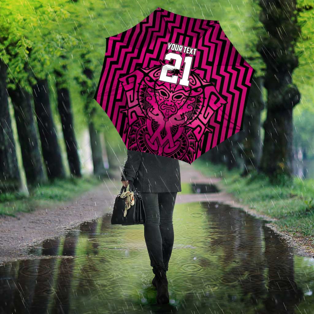 Custom Basketball New Zealand Umbrella Pink Maori Ta Moko Indigenous - Aussie Hoodie