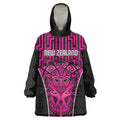 Custom Basketball New Zealand Wearable Blanket Hoodie Pink Maori Ta Moko Indigenous - Aussie Hoodie