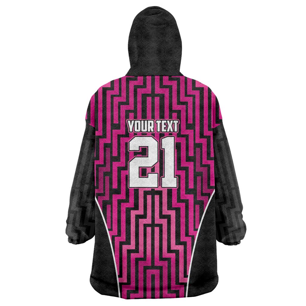 Custom Basketball New Zealand Wearable Blanket Hoodie Pink Maori Ta Moko Indigenous - Aussie Hoodie