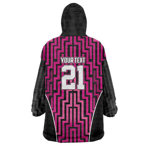 Custom Basketball New Zealand Wearable Blanket Hoodie Pink Maori Ta Moko Indigenous - Aussie Hoodie
