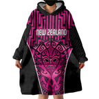 Custom Basketball New Zealand Wearable Blanket Hoodie Pink Maori Ta Moko Indigenous - Aussie Hoodie
